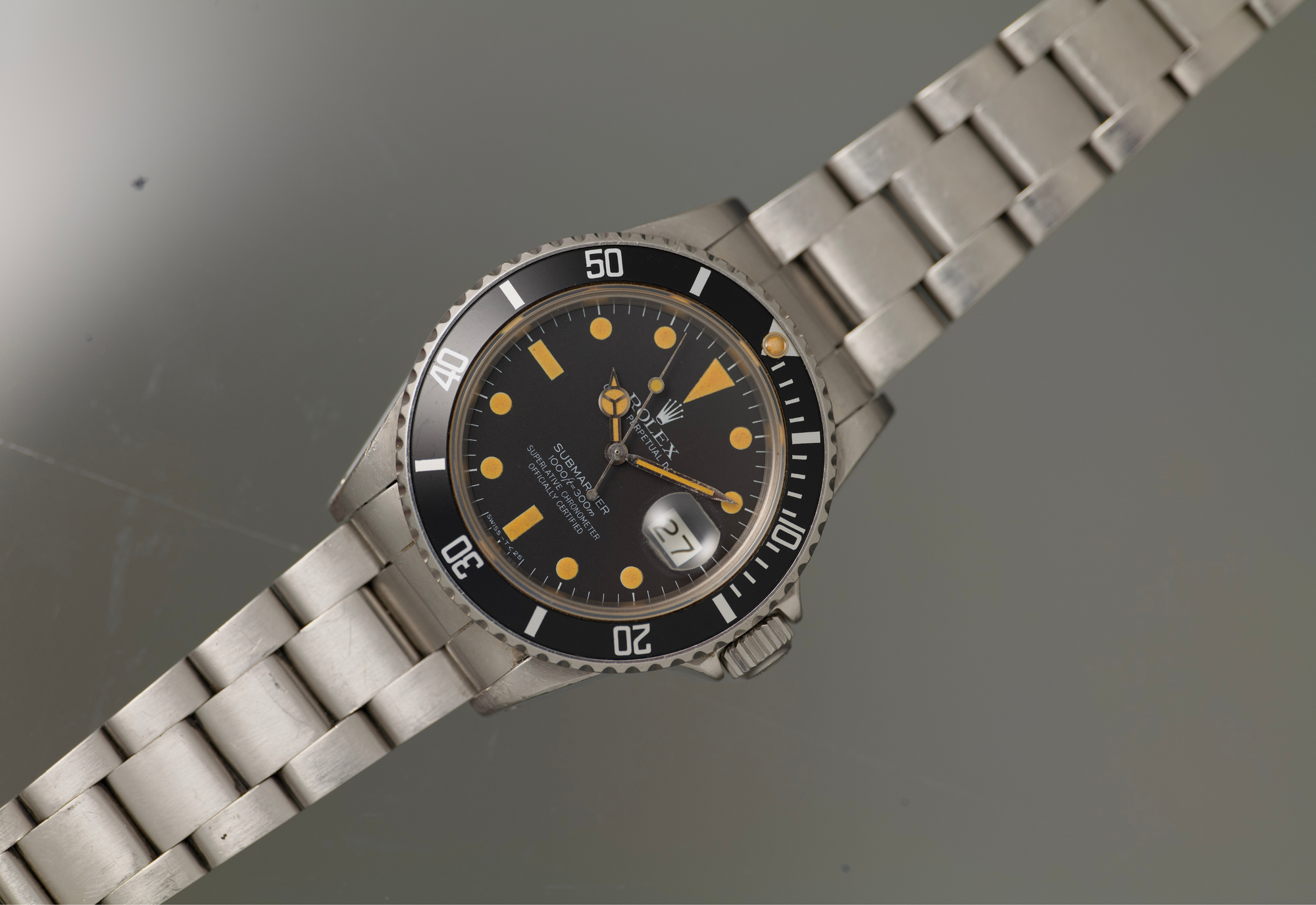 1982 Transitional Submariner date with orange patina and unpolished case