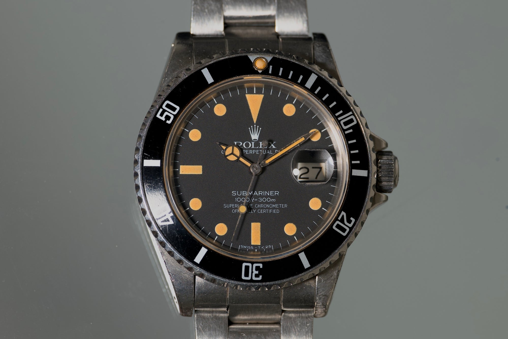 1982 Transitional Submariner date with orange patina and unpolished case
