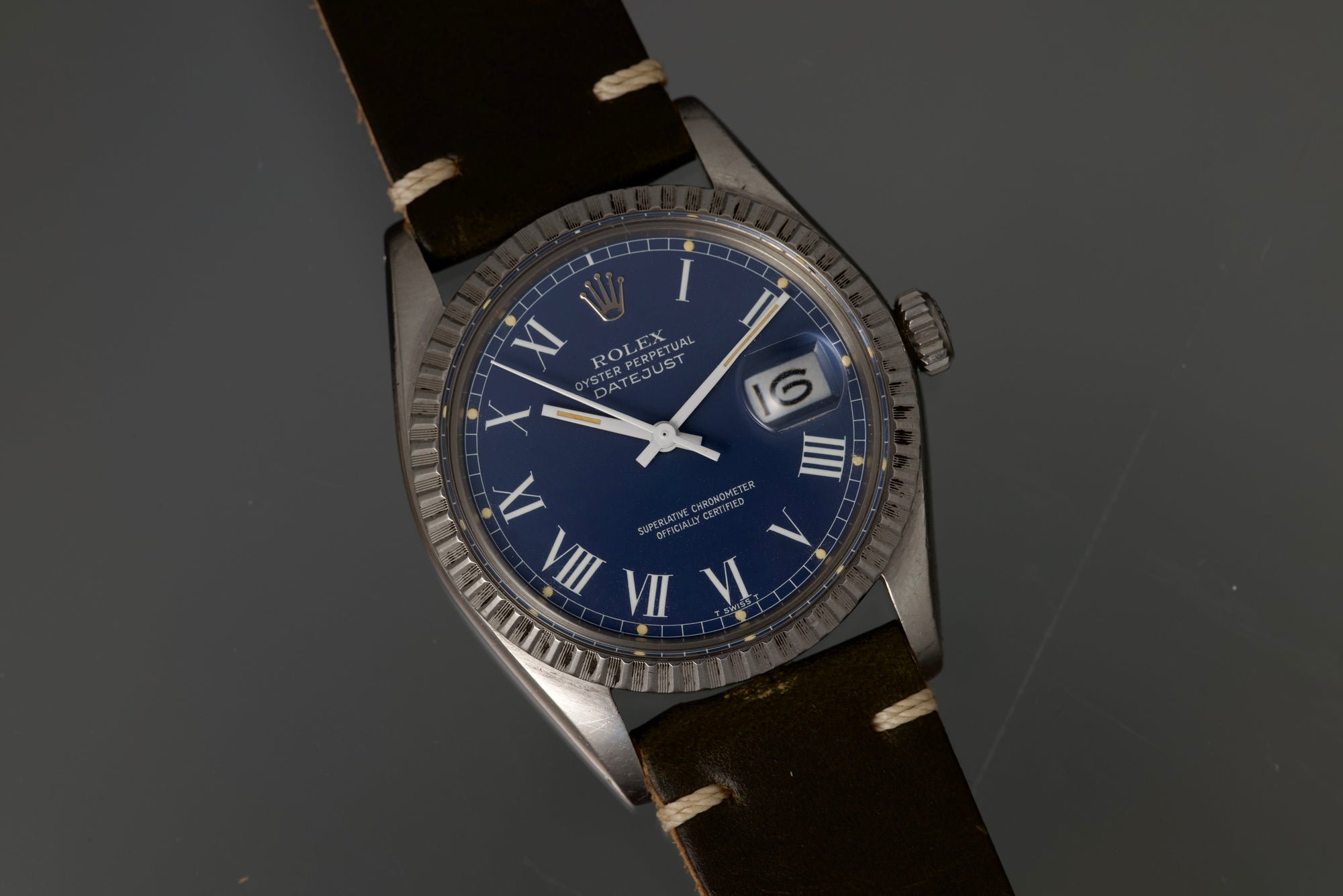 1978 Blue Buckley Dial 16000 Datejust unpolished