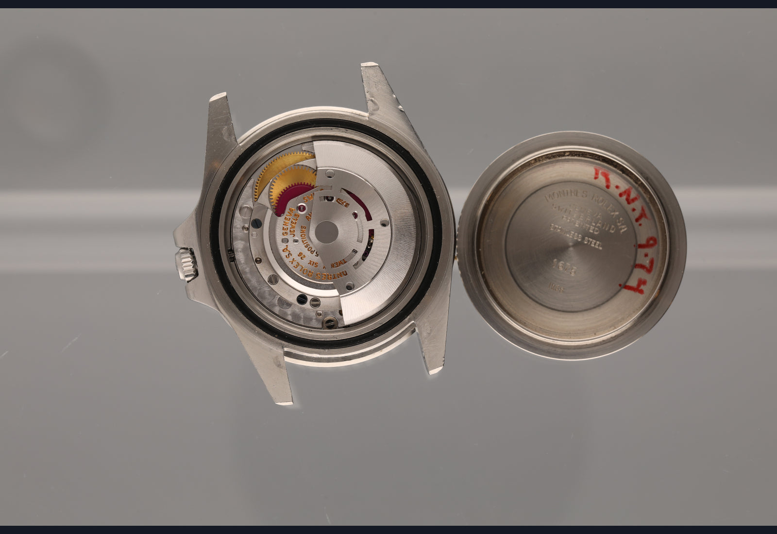 1675 MK1 crazy dial and mega font fuchsia w box and papers.