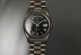 Rolex 1803 in White Gold with. fabulous Black Painted Roman Dial AKA Buckley Dial