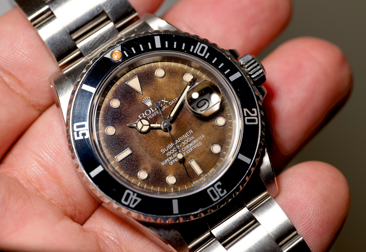 Uniquely Super Tropical brown 168000 submariner with a sharp case