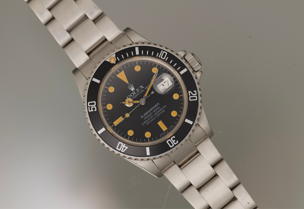1982 Transitional Submariner date with orange patina and unpolished case