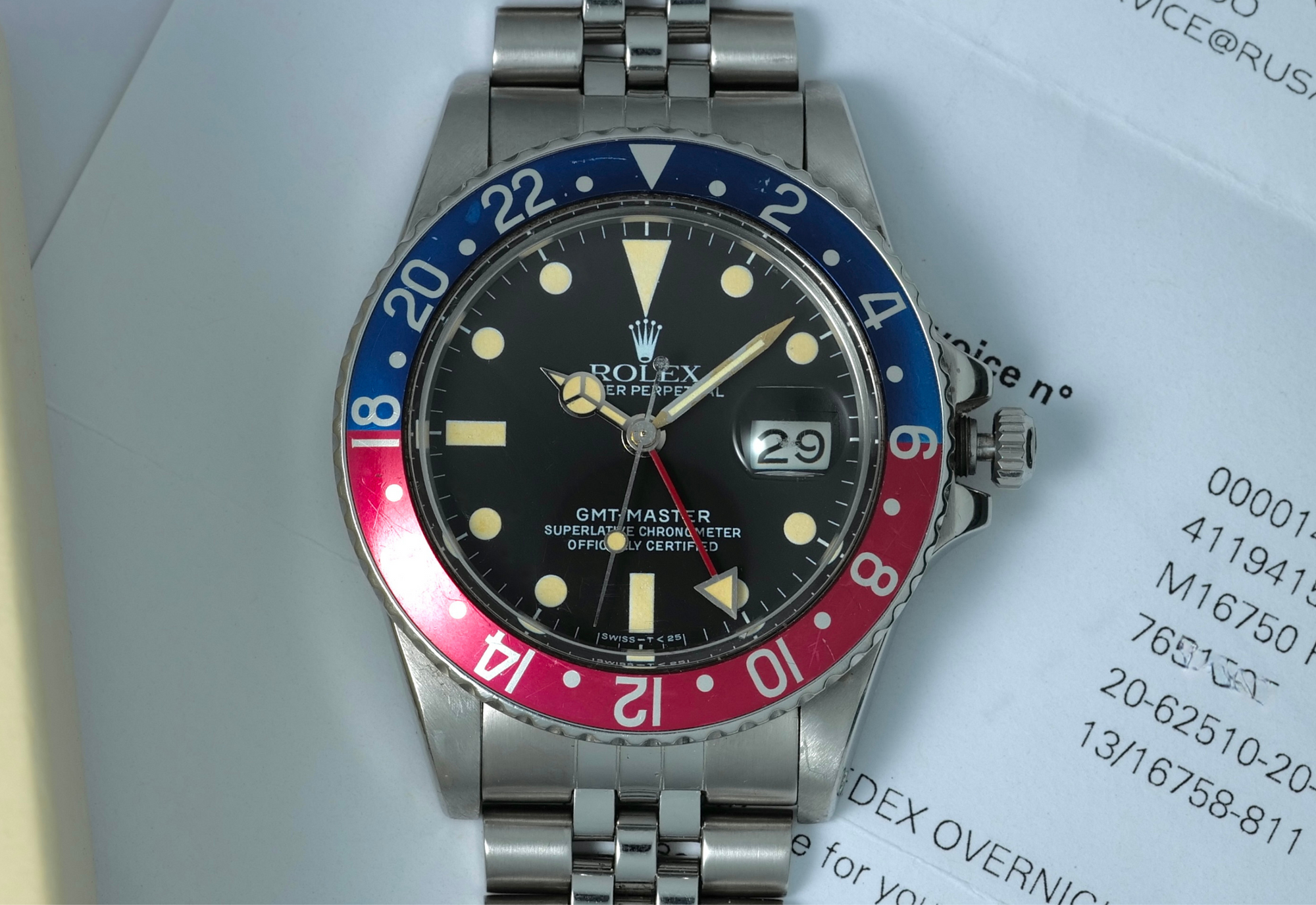 Rolex 16750 Pepsi from 82 with RSC Docs. and case