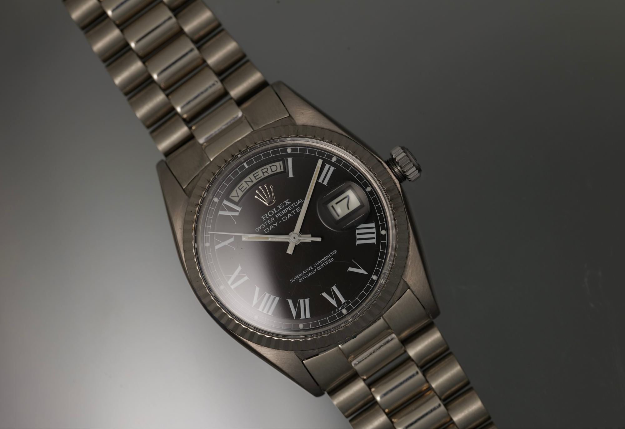 Rolex President Black Buckley Dial