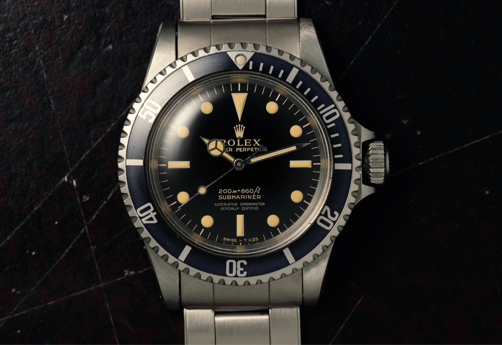 Rolex 60s 5512 4 line open chapter ring glossy dial