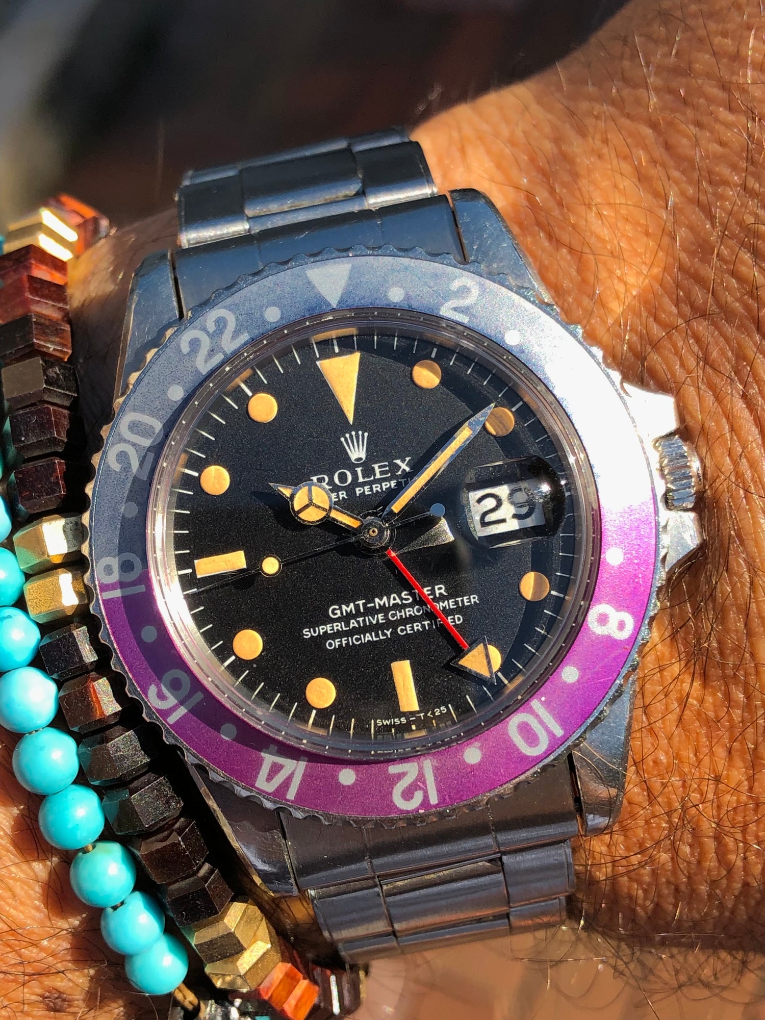 1675 MK1 crazy dial and mega font fuchsia w box and papers.