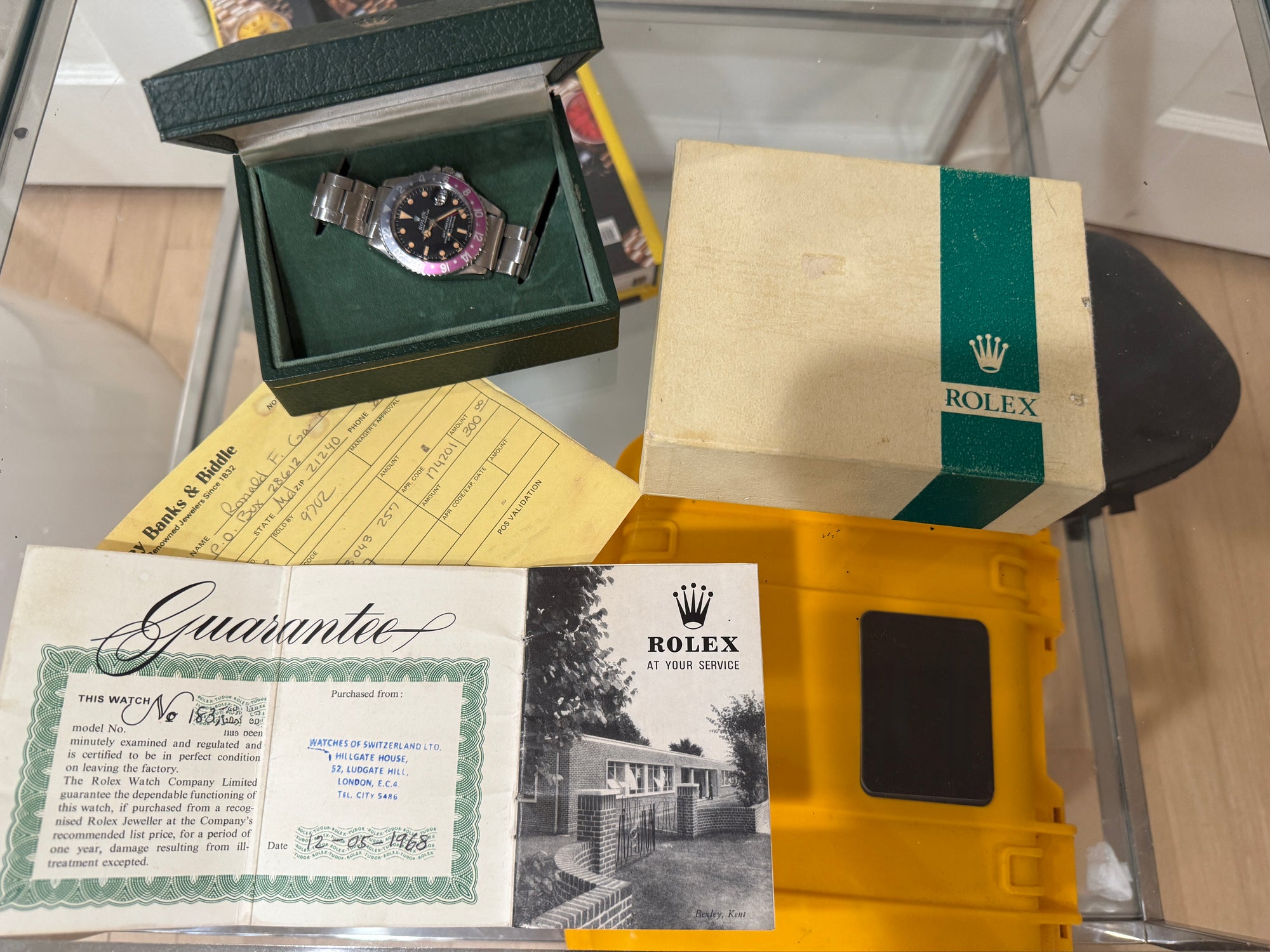 1675 MK1 crazy dial and mega font fuchsia w box and papers.