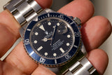 Snow White Transitional 16800 Submariner with a Tropical Blue insert